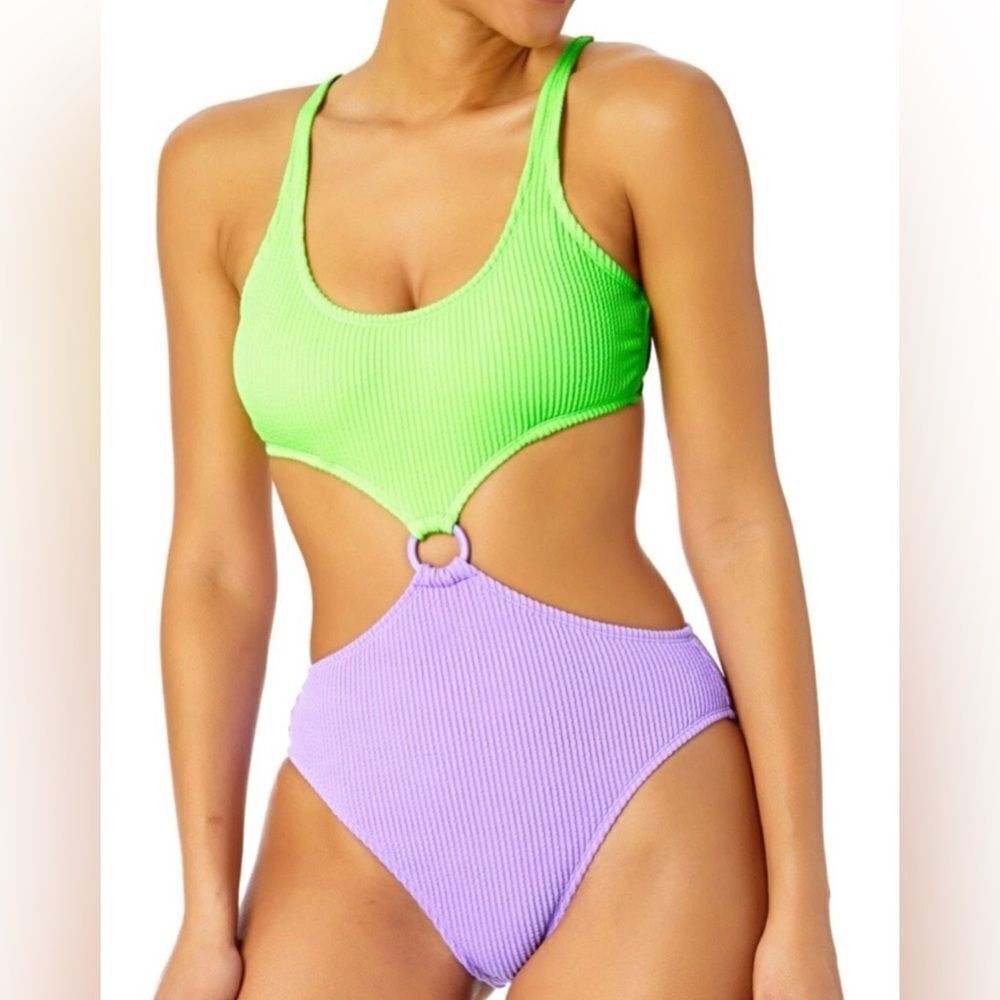 Salt + Cove One Piece Green Lavender Swimsuit Size Large New with Tags